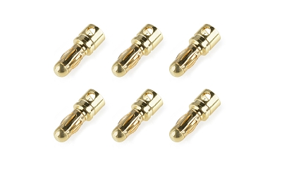 Team Corally - Bullit Connector Male 3.5mm - Spring Type - Gold Plated - Wire Straight - 6 pcs