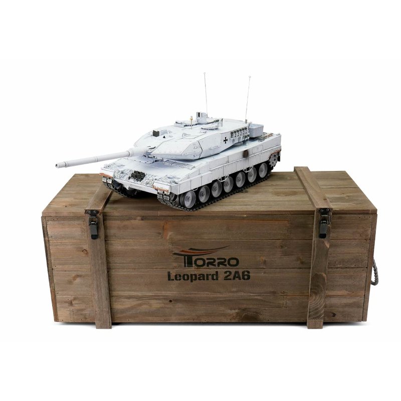 Torro Pro-Edition RC Tank 1/16 Leopard 2A6 grijs geleverd in luxe houten krat