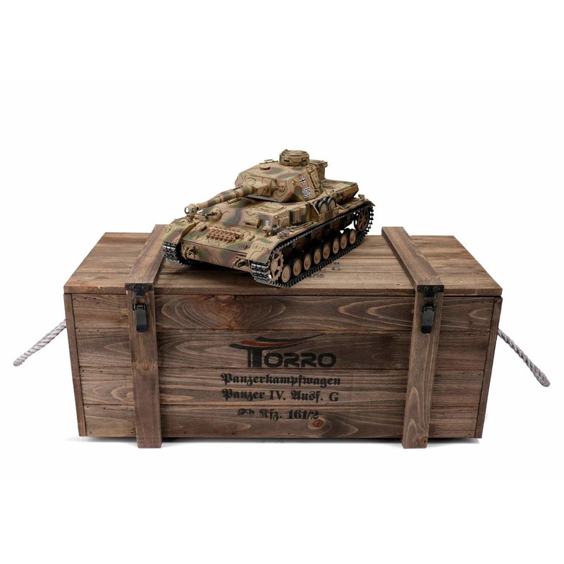 Torro Pro-Edition RC Tank 1/16 Panzer Tank IV version G geleverd in luxe houten krat