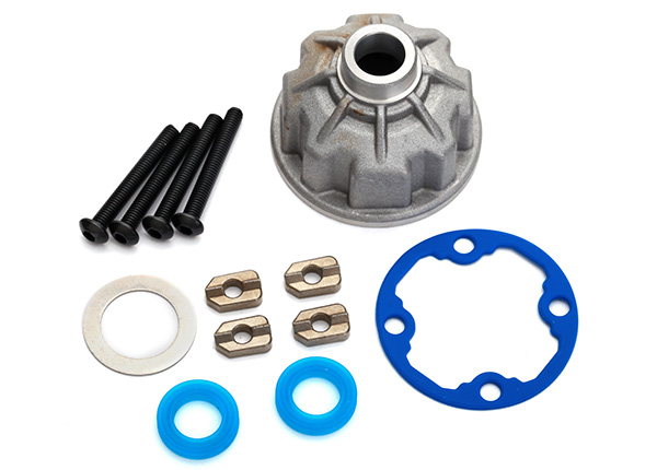 Traxxas Carrier, differential (aluminum)/ x-ring gaskets - ring gear gasket/ spacers - TRX8681X