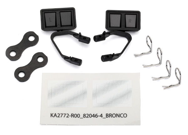 Traxxas Mirrors, side, black (left & right)/ retainers (2)/ body clips (4) - TRX8073