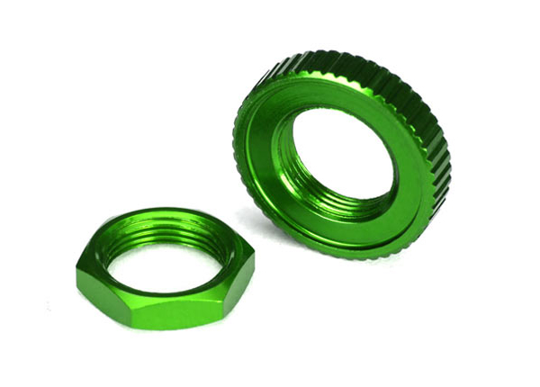 Traxxas Servo saver nuts aluminum green-anodized hex (1) serrated (1) - TRX8345G