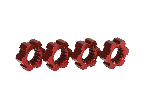 TRX7756R - Wheel hubs, hex, aluminum red-anodized 4