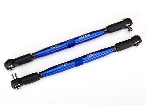 Traxxas Toe links, X-Maxx (TUBES blue-anodized, 7075-T6 aluminum, stronger than titanium) (157mm) (2)/ rod ends, assembled with steel hollow balls (4)/ aluminum wrench, 10mm (1) - TRX7748X