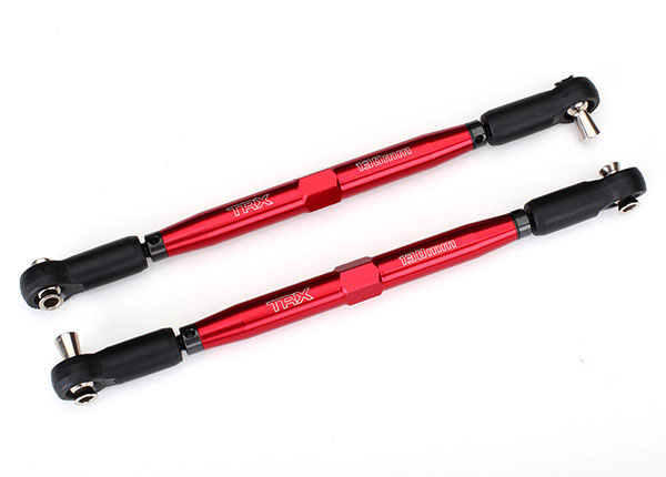 Traxxas Toe links, X-Maxx (TUBES red-anodized, 7075-T6 aluminum, stronger than titanium) (157mm) (2)/ rod ends, assembled with steel hollow balls (4)/ aluminum wrench, 10mm (1) - TRX7748R