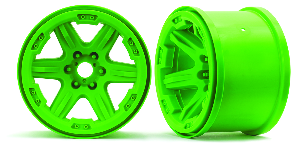 Traxxas Wheels, 3.8 (green) (2) (17mm splined) - TRX8671G