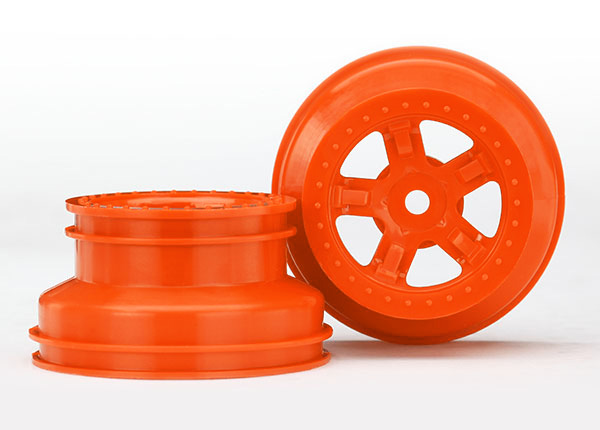 Traxxas Wheels, SCT orange, beadlock style, dual profile (1.8" inner, 1.4" outer) (2) - TRX7673A