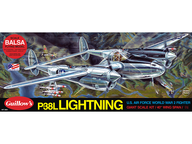 Guillows P-38L Lightning houten vliegtuig - 2001