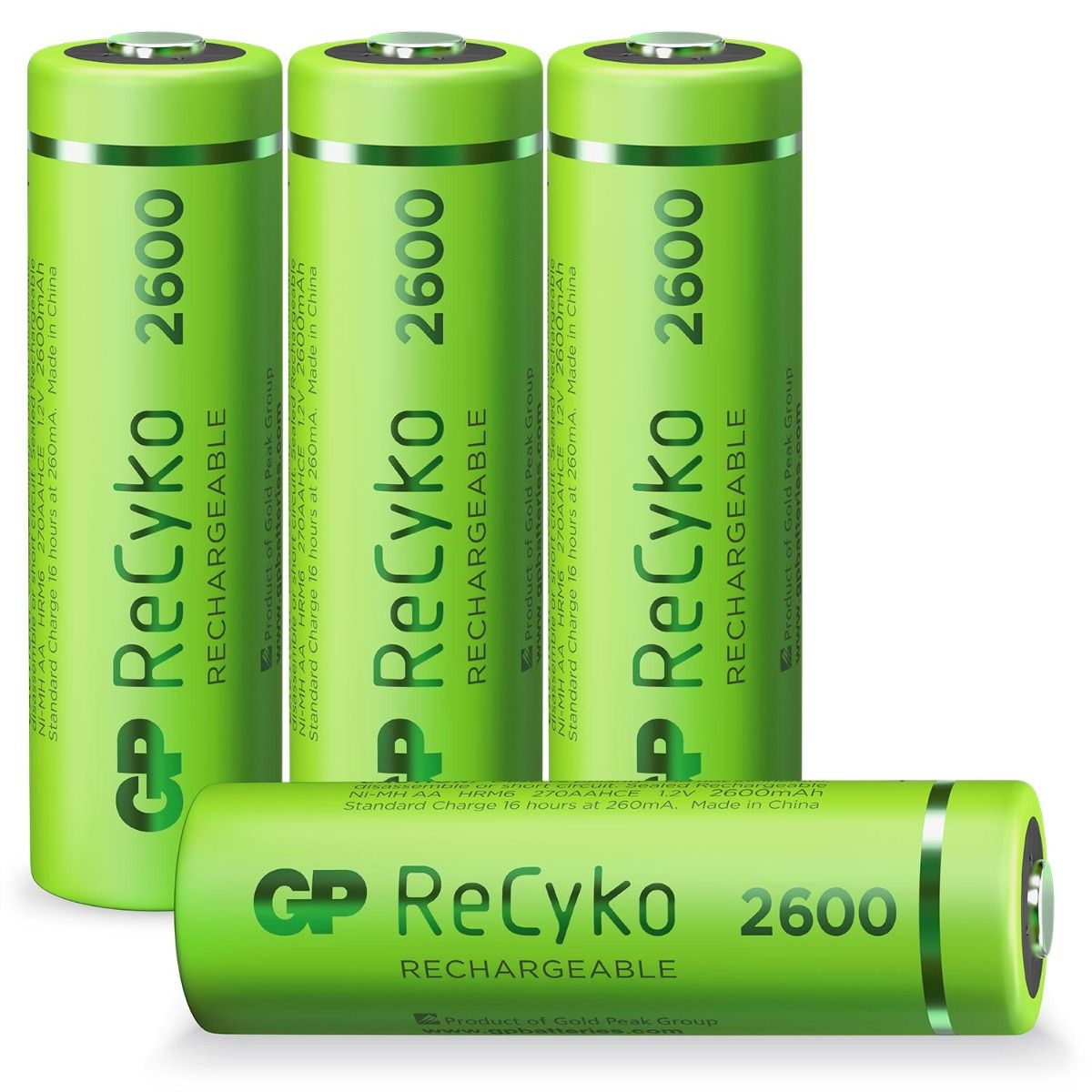GP AA batterij Oplaadbaar GP NiMH 2600 mAh ReCyko 1,2V 4 stuks