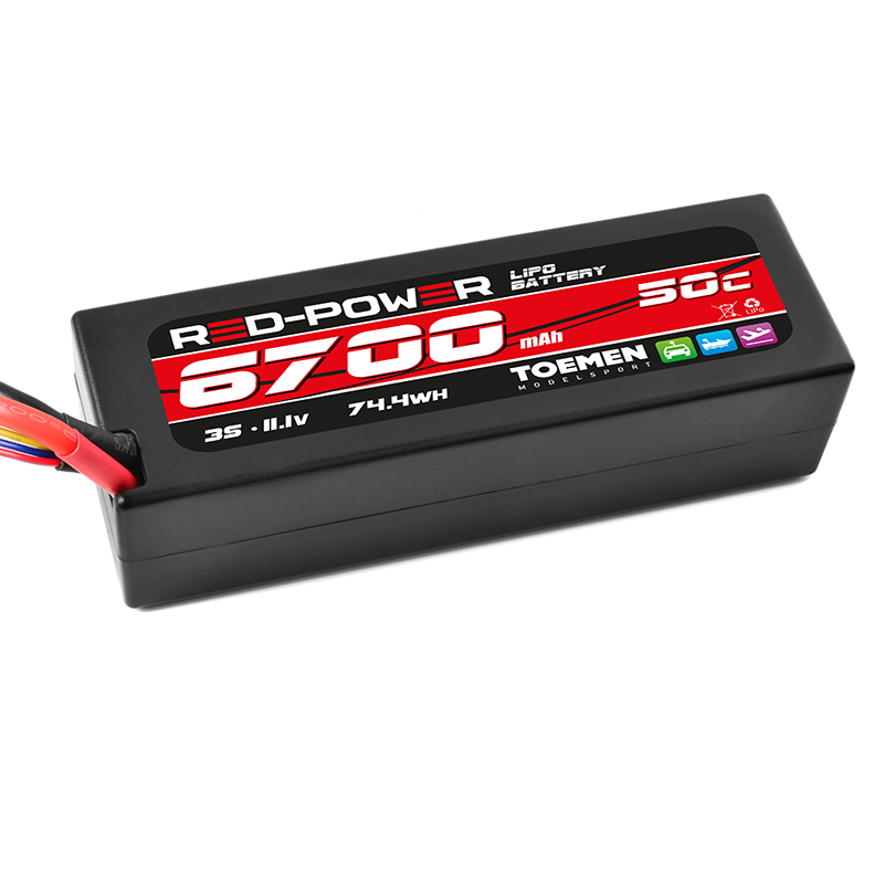 Red Power Racing 50C-100C 6700Mah 3S Harcase lipo batterij met EC5 stekker