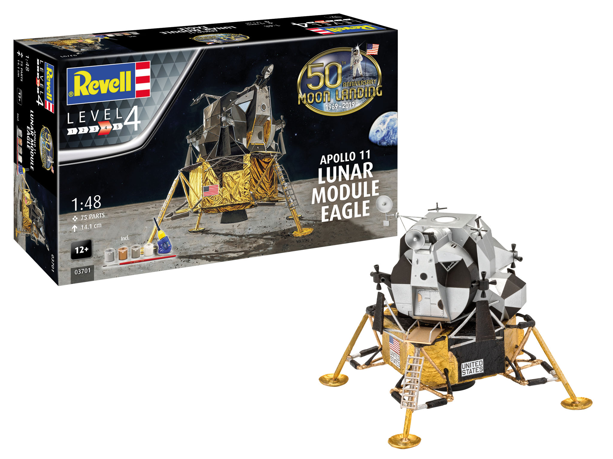 Revell Apollo 11 Lunar Module Eagle 50th Anniversary Moon Landing in 1:48 bouwpakket met lijm en verf