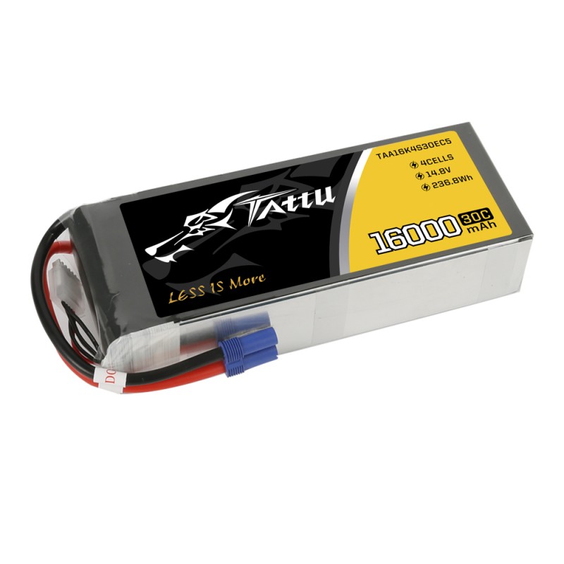 Tattu 16000mAh 14.8V 30C 4S1P Lipo batterij met EC-5 stekker