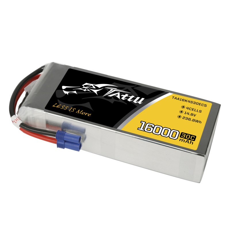 Tattu 16000mAh 14.8V 30C 4S1P Lipo batterij met EC-5 stekker