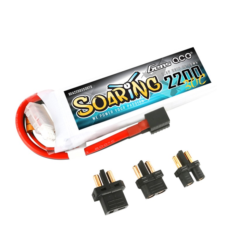 Gens Ace Soaring 2200mAh 7.4V 30C 2S1P Lipo batterij - XT-60 / EC-3 / Deans stekker