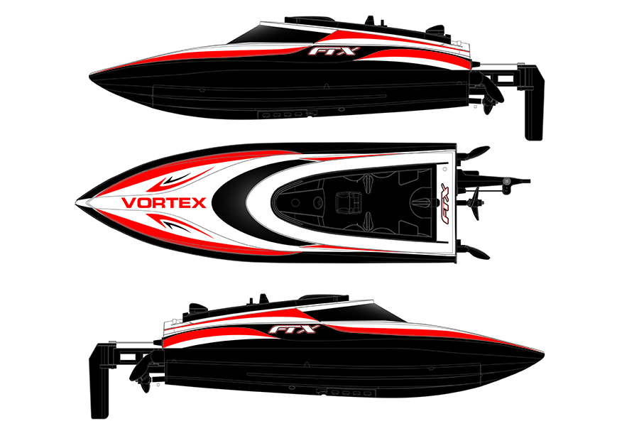 FTX Vortex high speed RC race boat 44cm RTR - Zwart