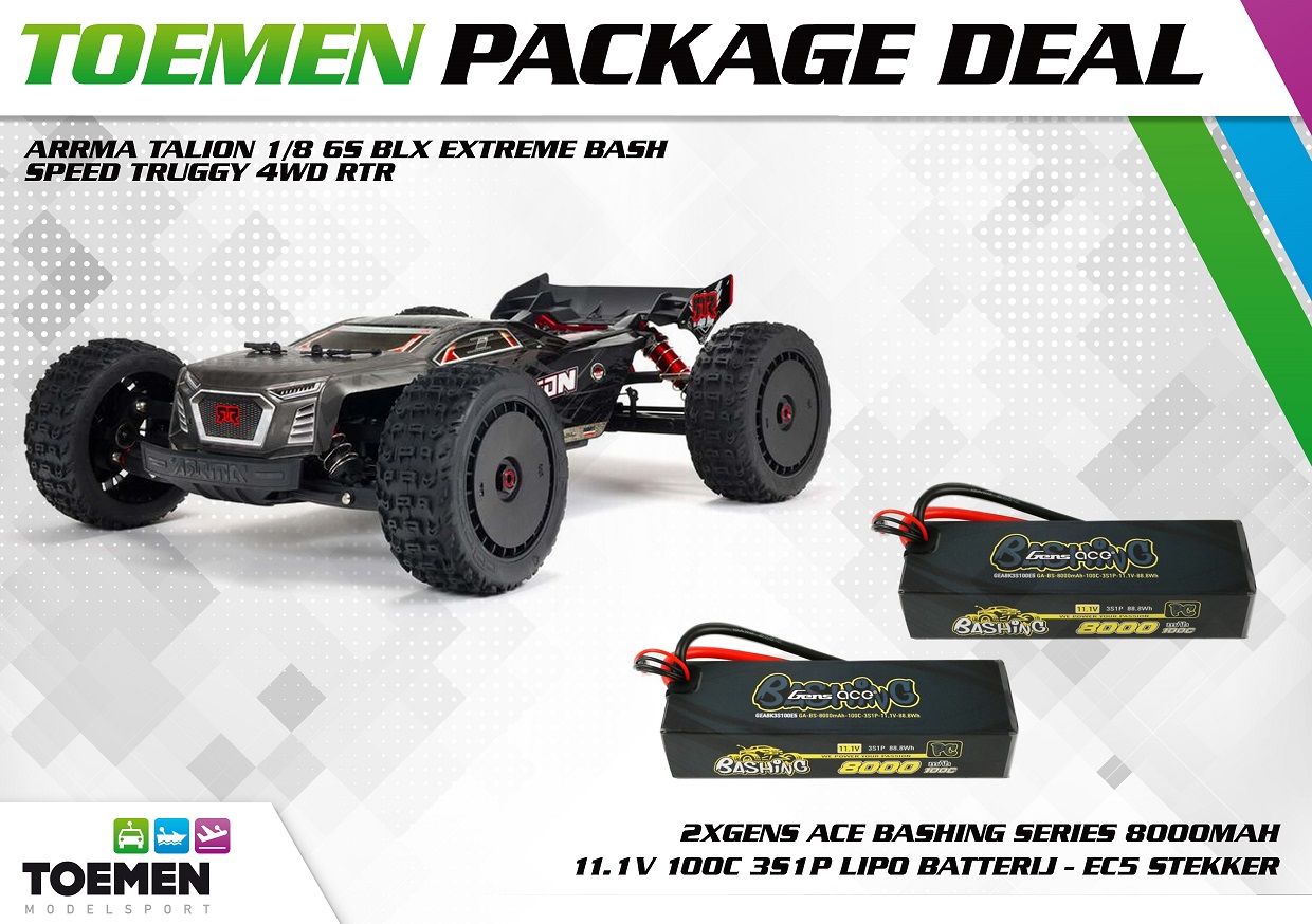 ARRMA Talion 1/8 6S BLX Extreme Bash Speed Truggy 4WD RTR + Gens Ace Bashing Series 8000mAh