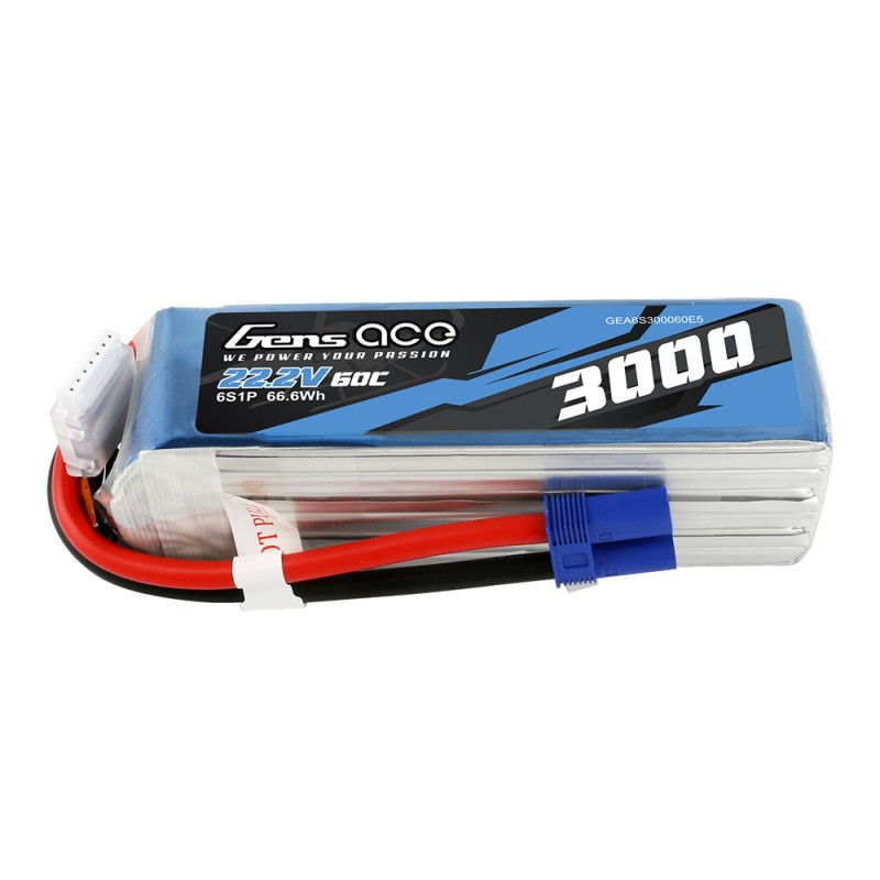 Gens Ace 3000mAh 22.2V 60C-120C 6S1P Lipo Batterij met EC5 stekker