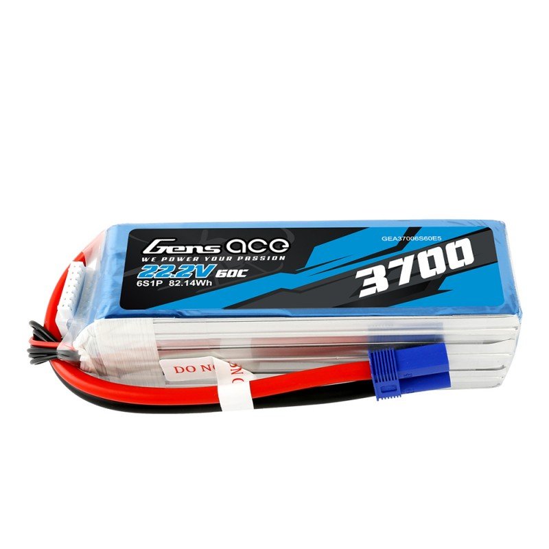 Gens Ace 3700mAh 22.2V 60C-120C 6S1P Lipo Batterij met EC5 stekker