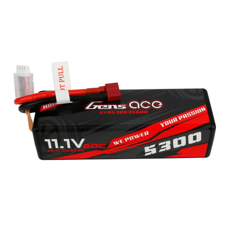 Gens Ace 5300mAh 11.1V 3S1P 60C Hardcase Lipo Batterij met Deans stekker