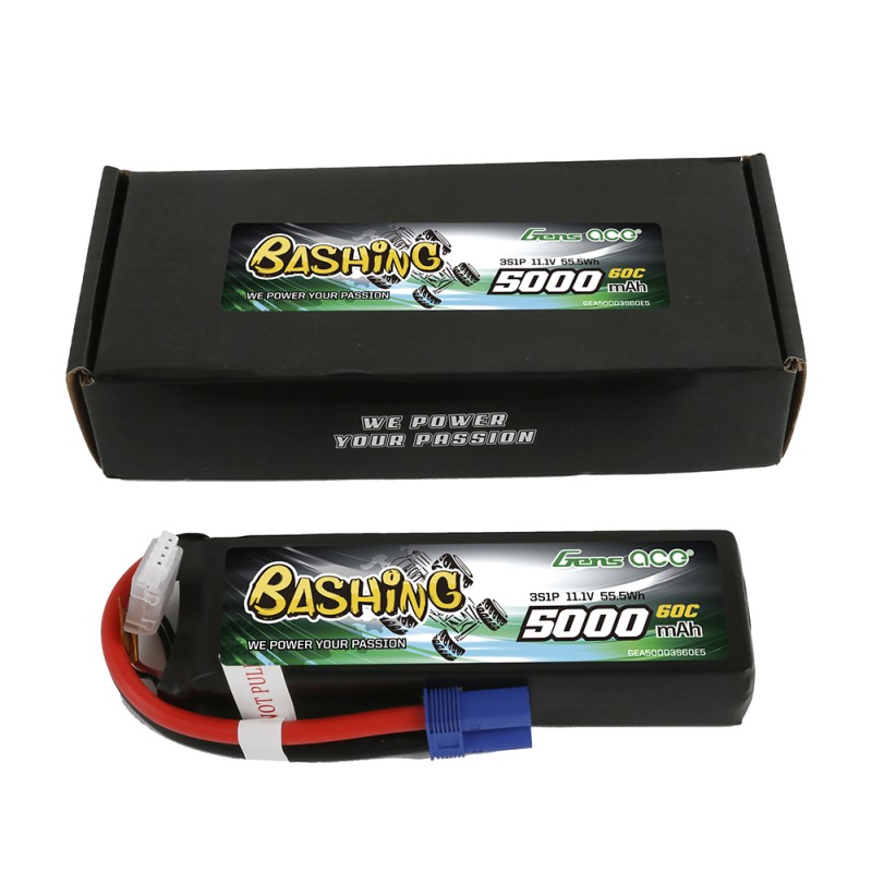 Gens ace Bashing Series 5000mAh 11.1V 3S1P 60C Lipo Batterij - EC5 stekker (nieuwe 2023 versie)