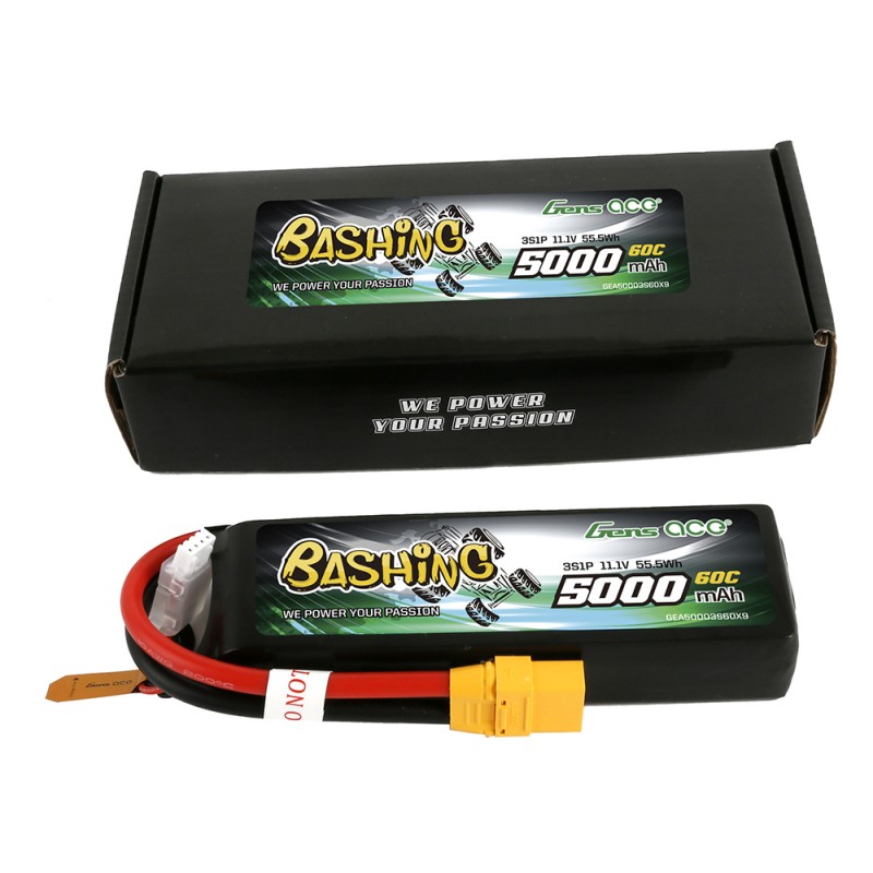 Gens ace Bashing Series 5000mAh 11.1V 3S1P 60C Lipo Batterij - XT90 stekker (nieuwe 2021 versie)