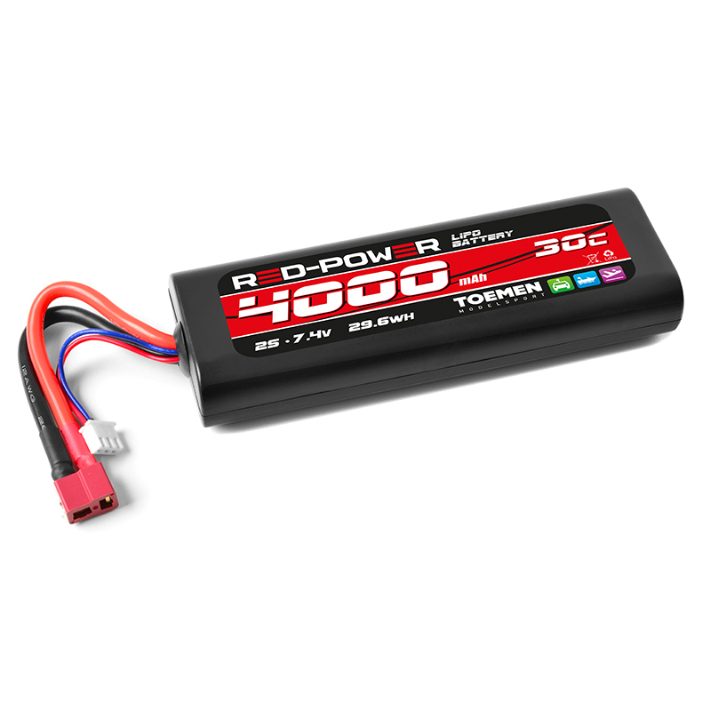 Red Power Racing 50C-100C 4000Mah 2S Harcase lipo batterij met Deans stekker
