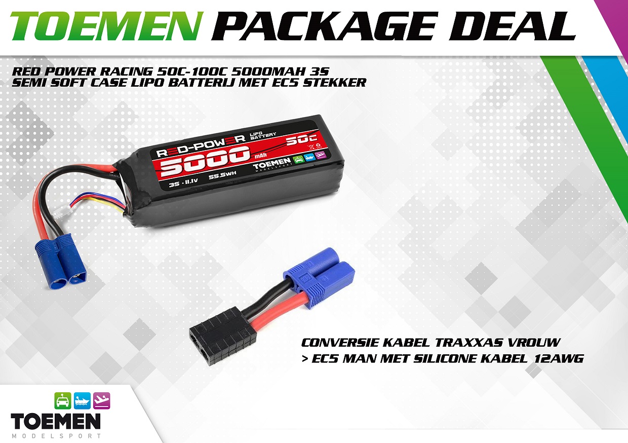Red Power Racing 50C-100C 5000Mah 3S Semi Soft Case lipo batterij met verloop voor Traxxas modellen