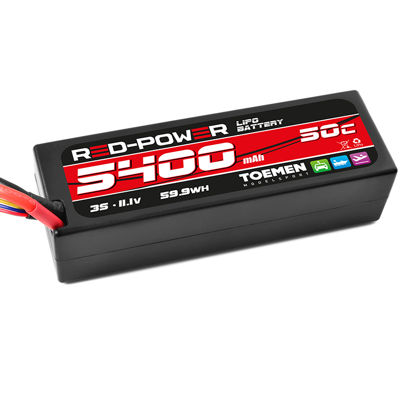 Red Power Racing 50C-100C 5400Mah 3S Harcase lipo batterij met Deans stekker