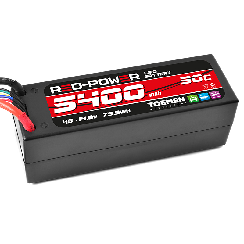 Red Power Racing 50C-100C 5400Mah 4S Harcase lipo batterij met XT90 stekker