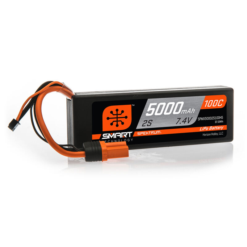 Spektrum 7.4V 5000mAh 2S 100C Smart Hardcase LiPo Battery: IC5 - SPMX50002S100H5