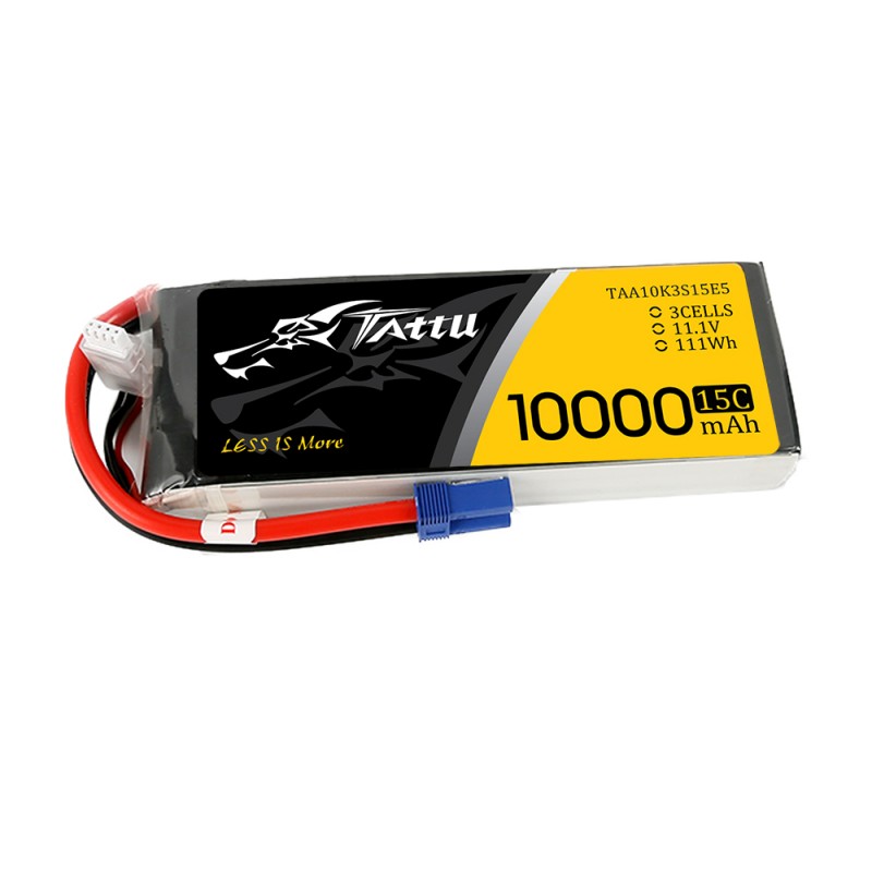 Tattu 10000mAh 11.1V 15C 3S1P Lipo batterij met EC-5 stekker