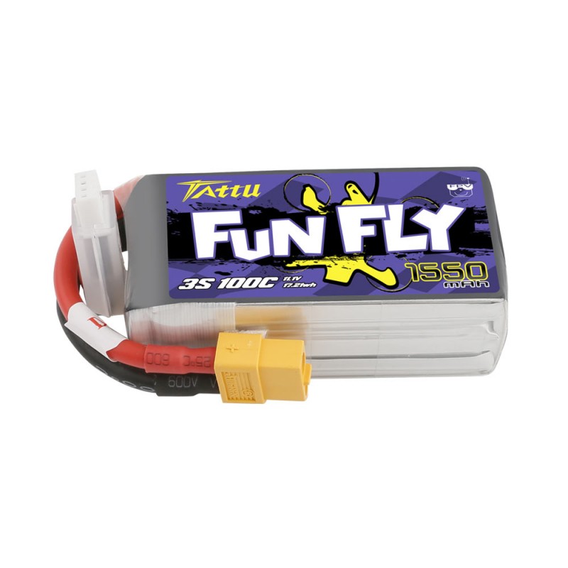 Tattu Funfly Series 1550mAh 11.1V 100C 3S1P Lipo batterij met XT60 stekker