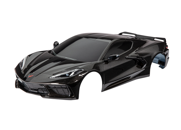 Traxxas Body, Chevrolet Corvette Stingray, complete (black) (painted, decals applied) (includes side mirrors, spoiler, grilles, vents, & clipless mounting) - TRX9311A