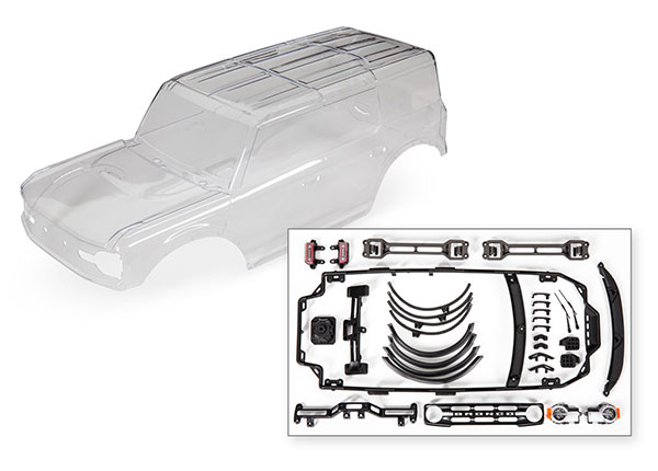 Traxxas Body, Ford Bronco (2021) (clear, requires painting)/ decals/ window masks - TRX9211