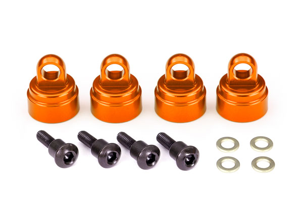 Traxxas Shock caps, aluminum (orange-anodized) (4) (fits all Ultra Shocks) - TRX3767T