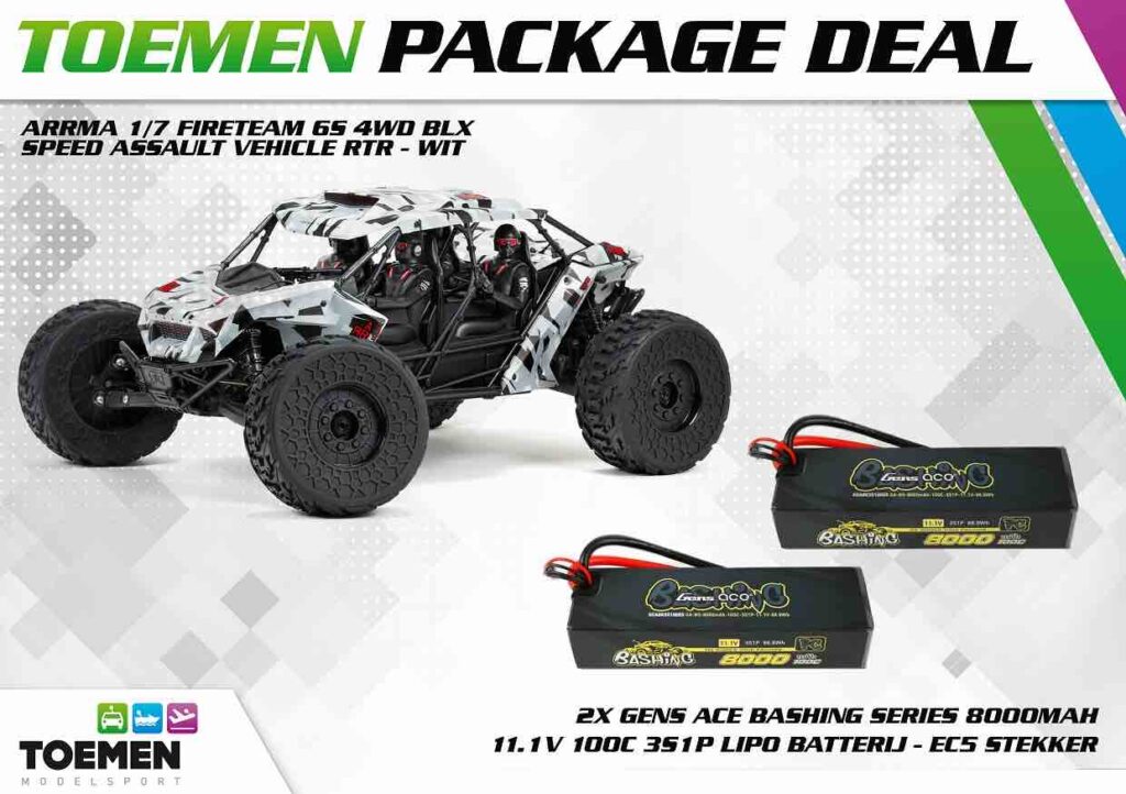 arrma 1/7 fireteam 6s 4wd blx speed assault vehicle rtr wit + gens ace bashing series 8000mah