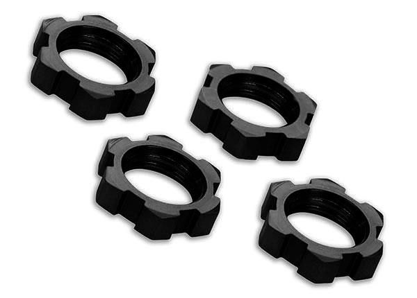 Traxxas Wheel nuts, splined, 17mm, serrated (black-anodized) (4) - TRX7758A