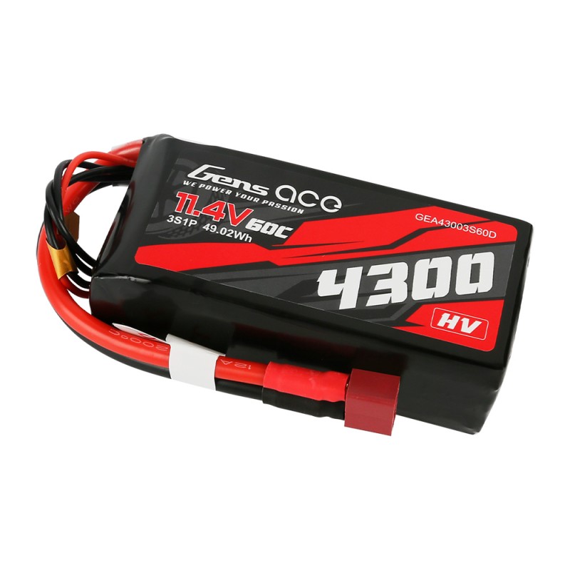 Gens ace 4300mAh 11.4V 3S1P 60C-120C Lipo Batterij (Crawlers) (versie 2022)