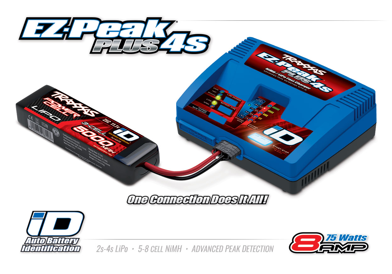 Traxxas Charger, EZ-Peak Plus 4s, 8 amp, NiMH/LiPo with iD Auto Battery Identification - TRX2981