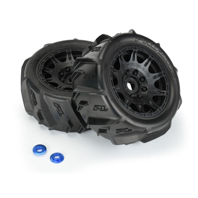 Proline 1/6 Dumont Sand/Snow Tires F/R 5.7" Tires MTD 24mm Black Raid (2)