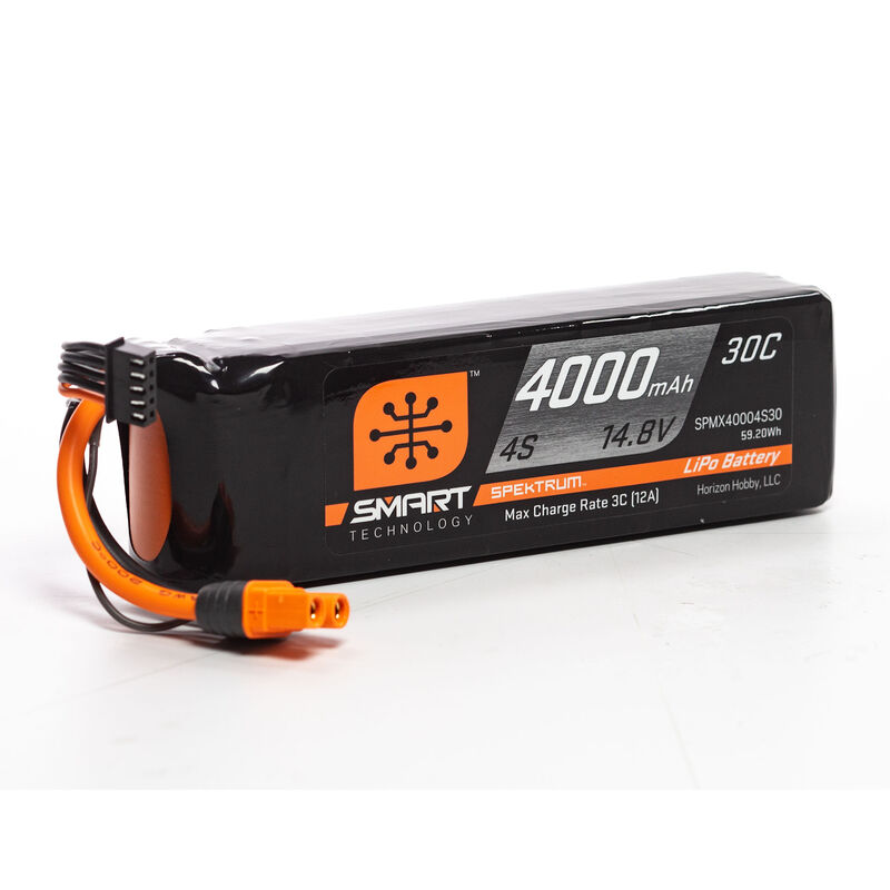 Spektrum 14.8V 4000mAh 4S 30C Smart LiPo Battery: IC3 - SPMX40004S30