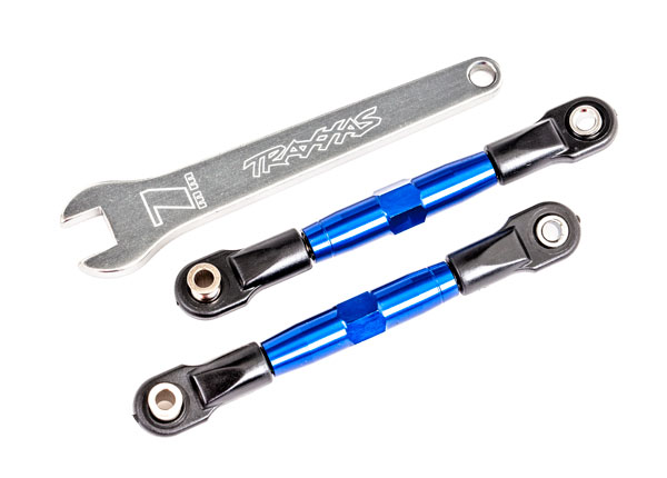 Traxxas Camber links, front (TUBES blue-anodized, 7075-T6 aluminum, stronger than titanium) (2) (assembled with rod ends and hollow balls)/ aluminum wrench (1) (fits Drag Slash) - TRX2444X
