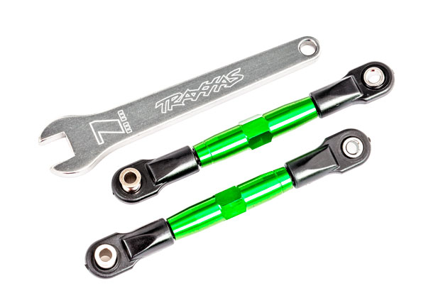Traxxas Camber links, front (TUBES green-anodized, 7075-T6 aluminum, stronger than titanium) (2) (assembled with rod ends and hollow balls)/ aluminum wrench (1) (fits Drag Slash) - TRX2444G