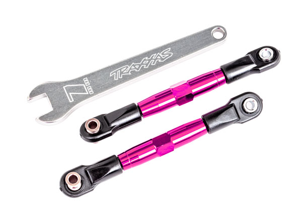 Traxxas Camber links, front (TUBES pink-anodized, 7075-T6 aluminum, stronger than titanium) (2) (assembled with rod ends and hollow balls)/ aluminum wrench (1) (fits Drag Slash) - TRX2444P