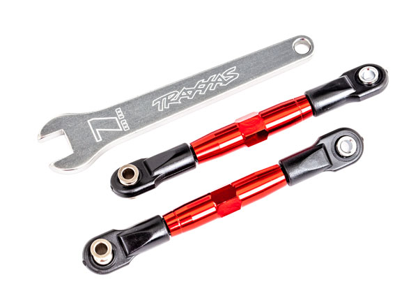 Traxxas Camber links, front (TUBES red-anodized, 7075-T6 aluminum, stronger than titanium) (2) (assembled with rod ends and hollow balls)/ aluminum wrench (1) (fits Drag Slash) - TRX2444R