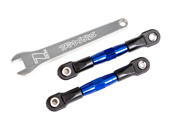 Traxxas Camber links, rear (TUBES blue-anodized, 7075-T6 aluminum, stronger than titanium) (2) (assembled with rod ends and hollow balls)/ aluminum wrench (1) (fits Drag Slash) - TRX2443X