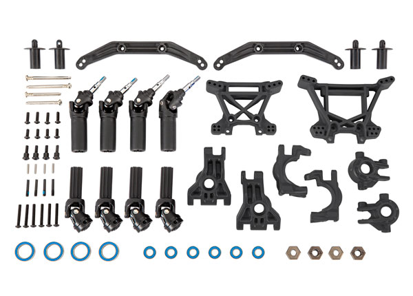 Traxxas Outer Driveline & Suspension Upgrade Kit, extreme heavy duty, black - TRX9080