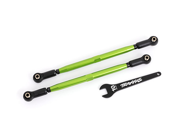 Traxxas Toe links, front (TUBES green-anodized, 6061-T6 aluminum) (2) (for use with TRX7895 X-Maxx WideMaxx suspension kit) - TRX7897G