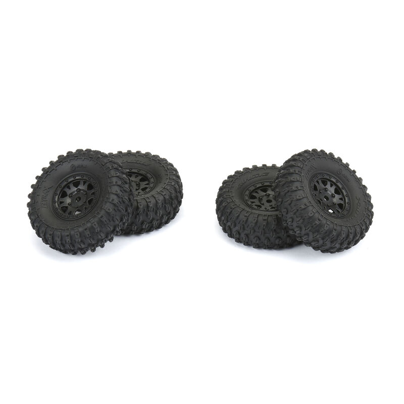 Proline 1/24 Hyrax Front/Rear 1.0" Tires Mounted 7mm Black Impulse (4) Axial SCX24