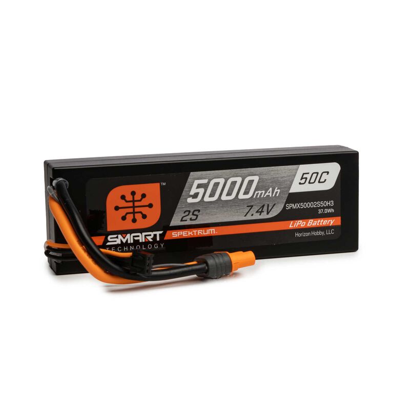 SPEKTRUM 7.4V 5000mAh 2S 50C Smart Hardcase LiPo Battery: IC3 - SPMX50002S50H3